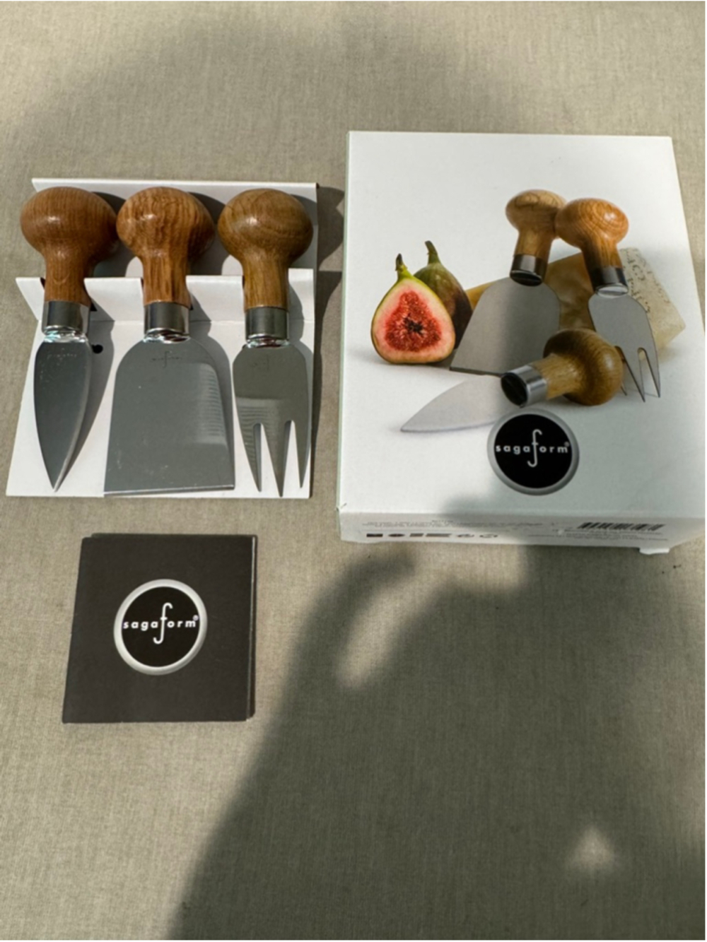 Sagaform Nature Silver & Brown Cheese Knife 3 Piece Set